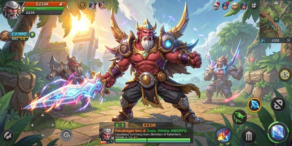 Tampilan gameplay MMORPG yang mendebarkan di EZ338.