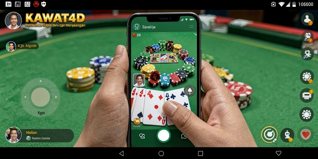 Gameplay seru KAWAT4D yang menampilkan permainan Gaple.