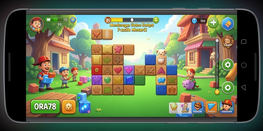 Tampilan interaktif gameplay ORA78 dengan beragam puzzle menantang.