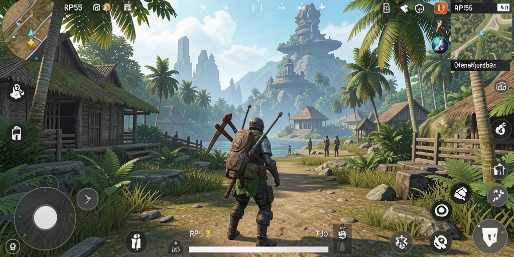 Tangkapan layar gameplay RP55 menunjukkan keindahan dunia terbuka.