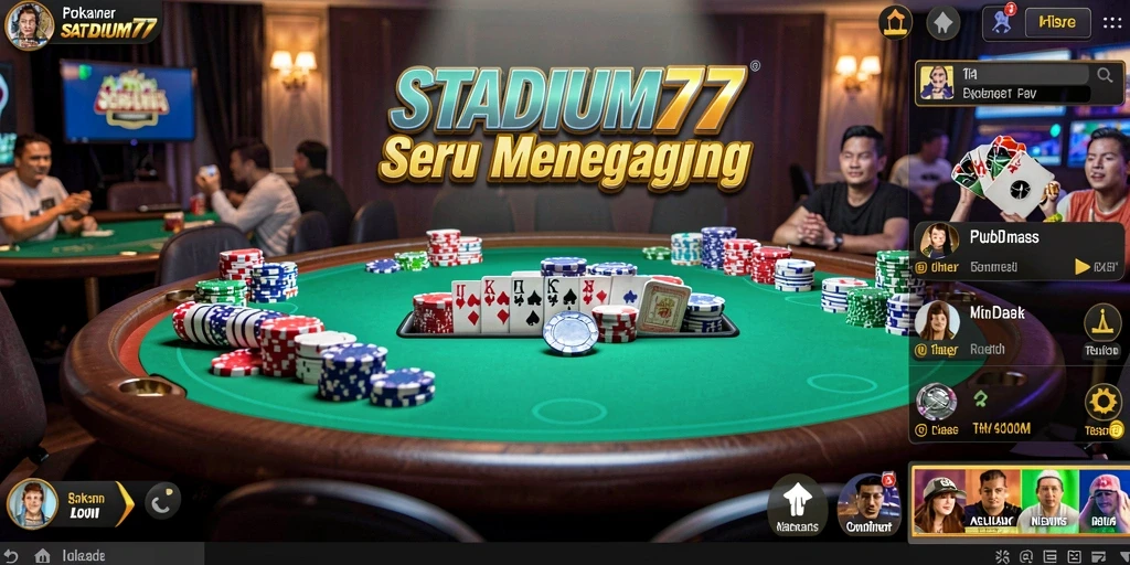 Tampilan gameplay menarik dari STADIUM77 saat bermain poker.